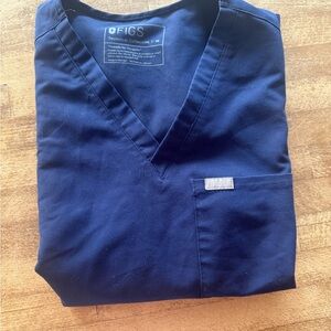 Figs Deep Blue Scrub Top